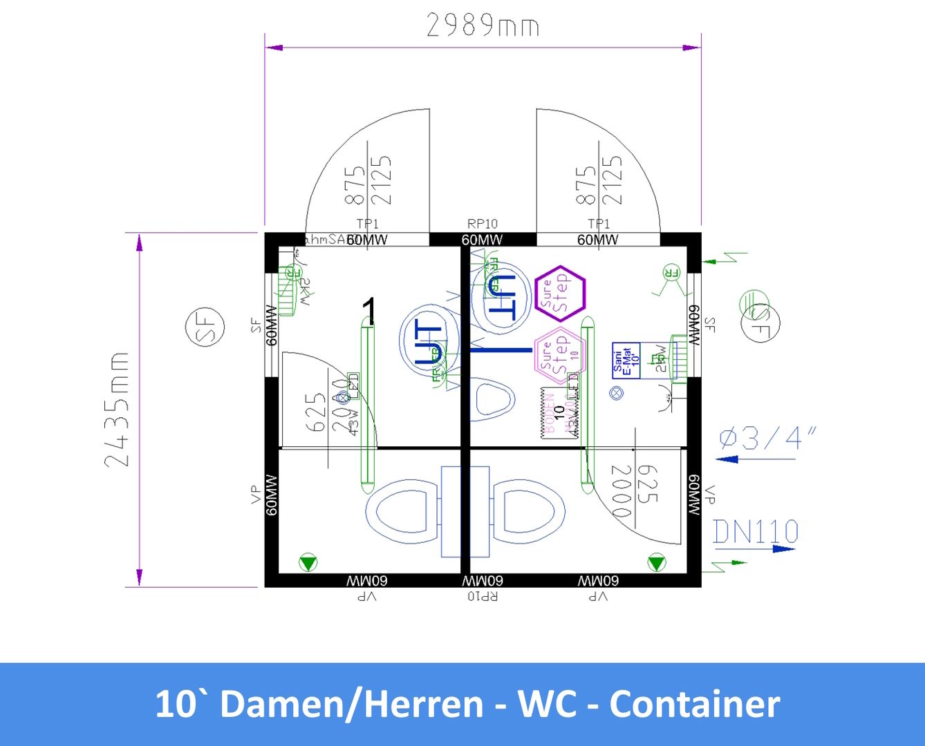10` Sanitärcontainer